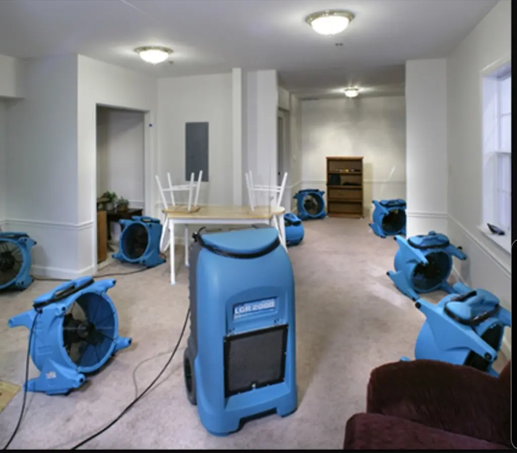 Air movers and dehumidifier setup for Water Extraction & Removal in Cherry Hill